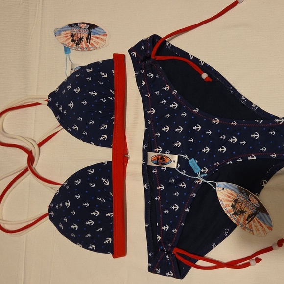 Other - BINGO Navy Anchor Print Bikini Set